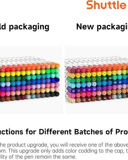 Shuttle Art Dual Tip Brush Marker Pens, 105 Colors Fine and Brush Tip Markers Set in Portable Case with 1 Coloring Book for Kids, Water-based Ink Adult Artist Coloring Calligraphy Journal Doodling