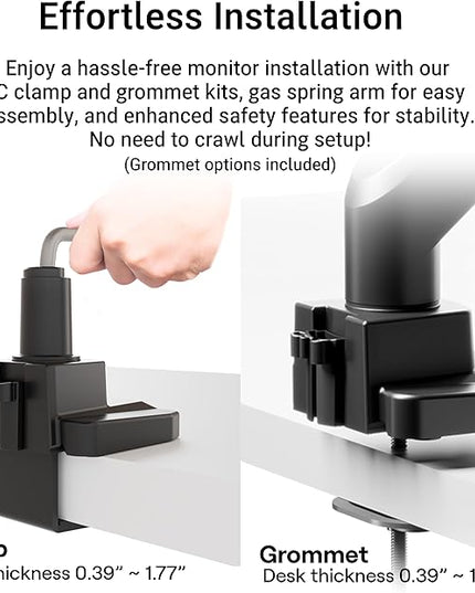 Pixio PS2S Ultrawide Heavy-Duty Premium Single Monitor Arm Stand Desk Mount - Fits up to 49 inches Monitors, Weights up to 39lbs Flat / 31lbs Curved, Compatible with VESA 75x75mm 100x100mm