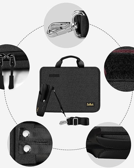 Laptop Case 15.6 Inch Briefcase Military-Grade Protection with Detachable Belt Bag, Compatible All Model of 15-16 Inch MacBook Pro and Most Popular 15.6 Inch Notebooks Chromebooks (Black)