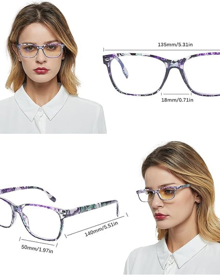 CLASAGA Progressive Multifocus Reading Glasses for Women, Pattern Print Blue Light Block Stylish Ladies Computer Readers