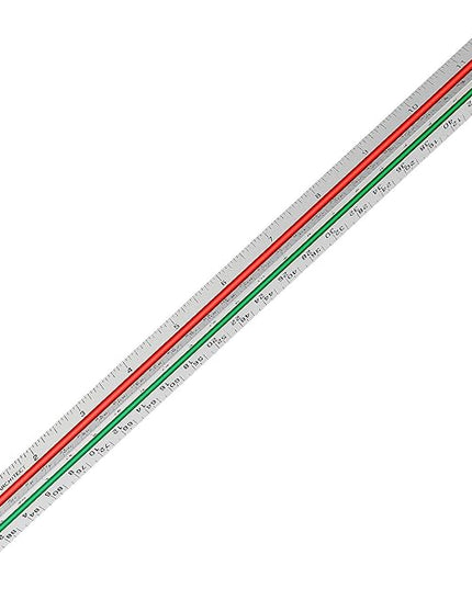 12" Architectural Scale Ruler Aluminum Architect Scale Triangular Scale Ruler for Architects, Draftsman, Students and Engineers, Color-Coded (1 Pack)