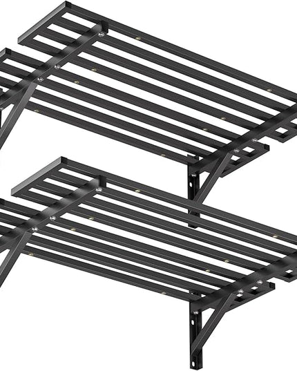 Ultrawall Heavy Duty Garage Wall Shelves, 2 x 4 ft Wall Mounted Storage Shelves, Holds Up to 800Lbs, 2Pack, Black
