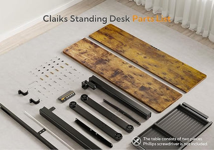 YDN Standing Desk with Drawers, Electric Standing Desk Adjustable Height, Stand Up Desk Computer Workstation, 40 Inch, Rustic Brown