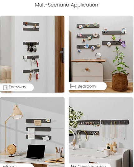 Fluxynara Cork Board Alternative Felt Strip Board 5-Pack 13"x2", Office Pin Board with 35 Push Pins, Adhesive Install for Bedroom Door & Home Office(Charcoal Gray)