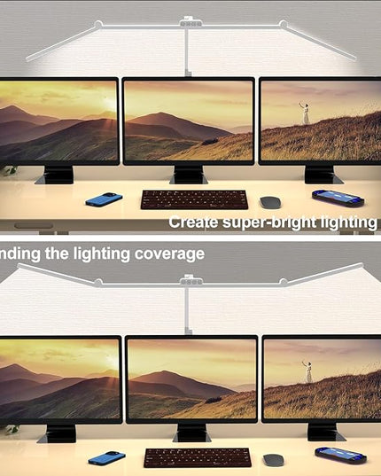 Micomlan 3000 Lumen Super Bright Led Desk Lamp for Home Office, 47Inches Long Architect Desk Lamp with Clamp, Dimmable Table Light with Adjustable Monitor Light Bar Tall Office Lighting for Computer