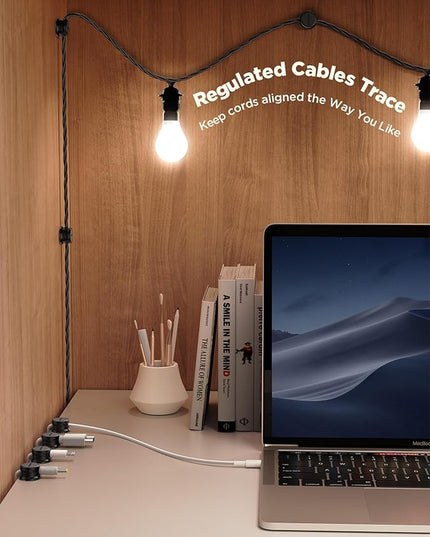 9 Pack Cable Management Cord Holder, JOYROOM Magnetic Cable Clips Adhesive Wire Hider, Cord Organizer for Desk Bedside Nightstand Table Desktop USB Wall Car Office Workspace Accessories, Black