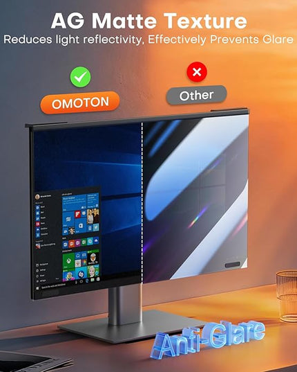 OMOTON Computer Privacy Screen for 27 Inch 16:9 Aspect Ratio Computer Monitor, Magnetic Privacy Eye Protection Anti Glare Blue Light Shield Filter, Hanging Removable Anti-Scratch Protector Film