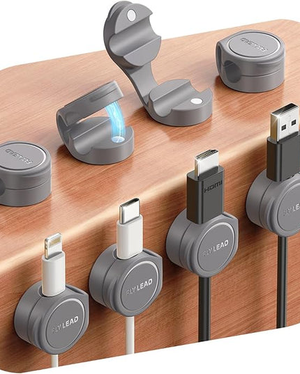 8-Pack Cord Organizer Magnetic Cable Clips, Desk Cable Management Wire Hider, FLYLEAD Silicone Cord Holder for Nightstand, Cable Organizer for Office Workspaces Desktop Organization Home Accessories