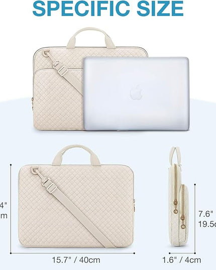BAGSMART 15.6 Inch Laptop Shoulder Bag, Laptop Sleeve Compatible with MacBook Pro 16 Inch,15.6 Inch HP,Dell,Acer Aspire,Asus Notebook, Protective Case with Shoulder Strap,Pocket,Handle, Beige