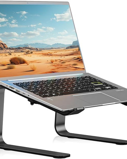 suptek Aluminum Laptop Stand,Ergonomic Detachable Computer Laptop Stand for Desk,Ventilated Cooling Design,Notebook Riser Compatible with MacBook Air/Pro, Dell, HP, Lenovo More 10-16" Laptops, Black