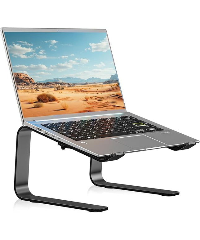 suptek Aluminum Laptop Stand,Ergonomic Detachable Computer Laptop Stand for Desk,Ventilated Cooling Design,Notebook Riser Compatible with MacBook Air/Pro, Dell, HP, Lenovo More 10-16" Laptops, Black