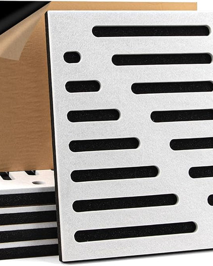 Art3d 6-Pack Self-Adhesive Soundproof Acoustic Panels for Wall, 16 x 12 Inch Stripe Design Noise Block with Polyester & Foam for Bedroom Studio Office