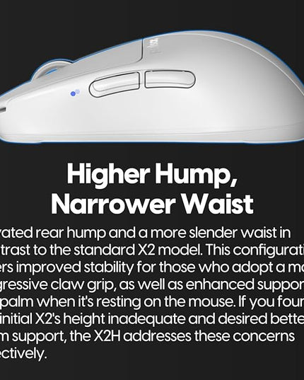 Pulsar Gaming Gears X2H mini Wireless Gaming Mouse, Ultra Lightweight 1.83 oz (52 g), Symmetrical, Optical Switch, 2.4 Ghz 1 ms, 26000 DPI, PAW3395 Sensor (Mini, Wireless, White)