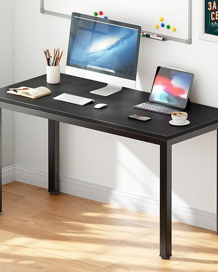 DlandHome 47 inches Medium Computer Desk, Composite Wood Board, Decent and Steady Home Office Desk/Workstation/Table, BS1-120BB Black Walnut and Black Legs, 1 Pack