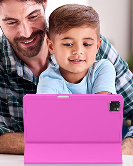 ZryXal iPad Pro 11 Inch Case (M5) 2025/ (M4) 2024 (Model: A2836/A2837/A3006), Trifold Stand Smart Cover with Pencil Holder and Soft TPU Back, Auto Wake/Sleep (Deep Pink)