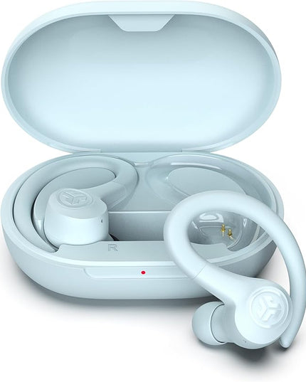 JLab Go Sport+ Wireless Workout Earbuds Featuring C3 Clear Calling, Secure Earhook Sport Design, 35+ Hour Bluetooth Playtime, and 3 EQ Sound Settings (Light Blue)