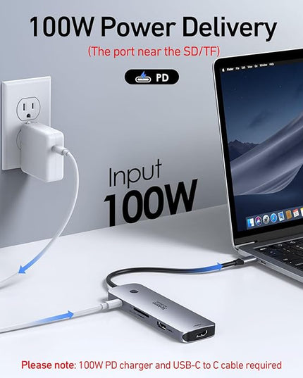 Selore USB C Docking Station Dual HDMI Monitor, USB C to Dual HDMI Adapter with 4K@60Hz HDMI, 100W PD, SD/TF, USB A&C 3.0 Ports, Laptop Docking Station for Dell XPS/HP/Lenovo/Surface/Yoga etc