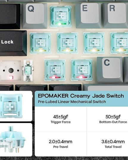 EPOMAKER TH108 PRO Full Size Mechanical Keyboard with Screen & Knob, Wireless Gaming Keyboard with 10000mAh, Creamy Gasket, Hot Swap, Custom Driver, RGB Backlight (Black, Creamy Jade)