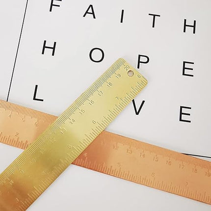 Brass Ruler Straight Ruler Measuring Tool for Student School Office(20cm 7.9inch) Students Stationery