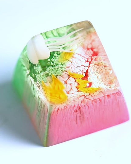 Jellyfish Artisan Keycap Pastel Pink Green Ocean R1 SA Profile Custom Sea Creature Keycaps 1U ESC Handmade Gaming Resin Key Cap Cherry MX Switch Compatible Mechanical Keyboard Jellyfish Lover Gift