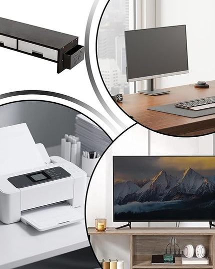 Computer Monitor Riser - Storage Drawer Stand, Stable Desk Organizer, Elevated Ergonomic Display Shelf | Functional Workstation Addition for Family Rooms Indoor Offices and Study Areas