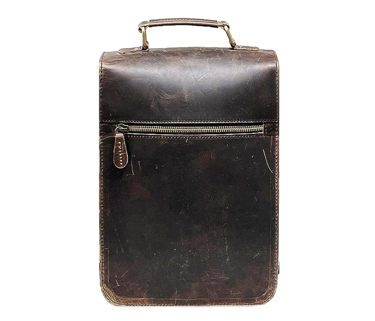 jaald 15" Top-Grain Buffalo Leather Messenger Bag – Vegetable-Tanned Vintage Laptop Satchel, Fits up to 15.6" Laptops, Handmade Crossbody Briefcase Shoulder Bag for Men, Dark Brown