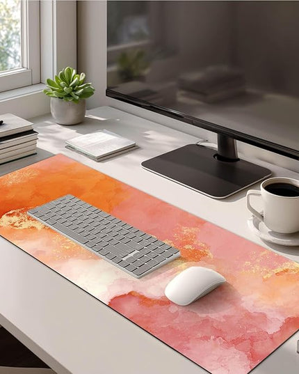 XL Mouse Pad Gaming Mousepad 31.5 x 11.8 Inch Large Keyboard Mat Mouse Pad for Home and Office Desk Accessories with Abstract Watercolor Art Design and Smooth Diatomite