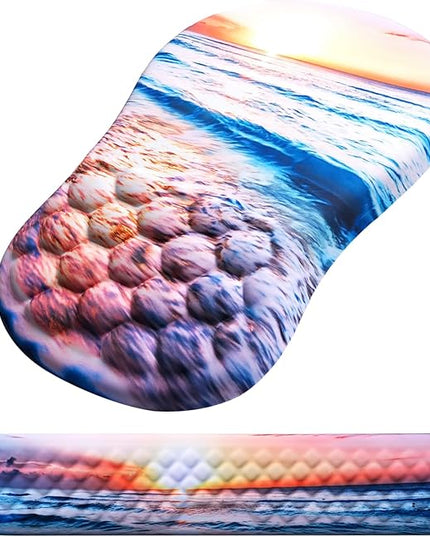 Mouse Pad Wrist Support, Laokiiy 2 in1 Keyboard Wrist Rest+ Ergonomic Mouse Pad, Non-Slip Wrist Rest for Computer Keyboard, Made Easy Typing & Relieve Wrist Pain(Sunrise Beach)