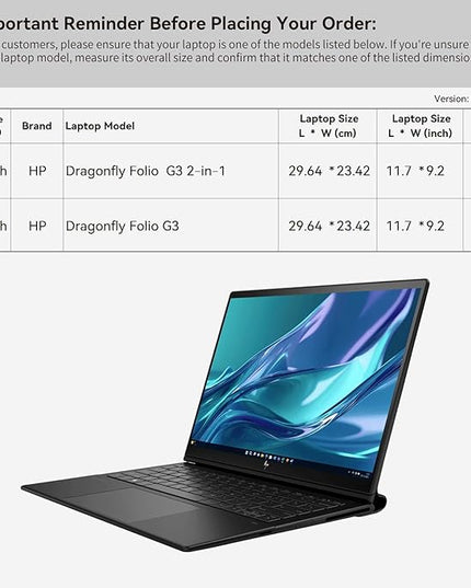 Smatree 13.5 inch Laptop Sleeve for HP Dragonfly Folio G3/G3 2-in-1 Notebook PC, 13 inch Protective Laptop Case with Accessory Pocket, YKK Zipper, Patented Super Corner Design (E432)