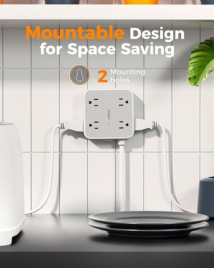 TESSAN Surge Protector Power Strip, 5 FT Extension Cord with Multiple Outlets Flat Plug, 4 USB (2 USB C) and 8 AC Outlets, 900 Joules Protection, Wall Mount Charging Station for Home, Office, Dorm