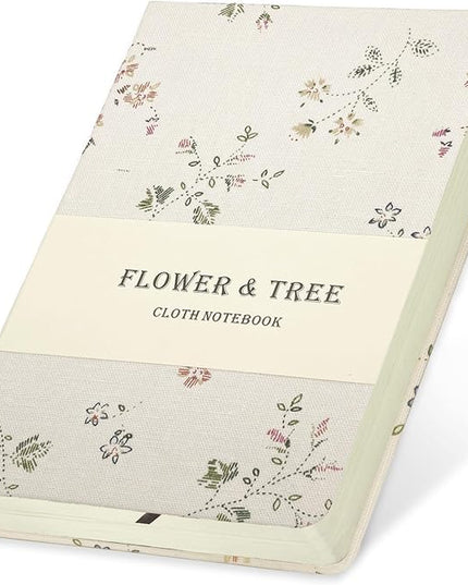 Floral Linen Notebook, Similar Embroidered, Small, 5x7, B6, Hardcover, Lay Flat, Lined & Unlined Sketchbook, Journal for Women,White