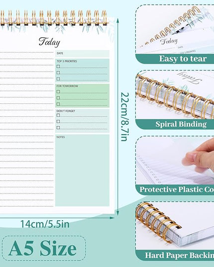 Thboxes 2 Packs To Do List Notepad, 104 Pages To Do List Notebook A5 Undated Daily Planner Notepad with Task Checklist Home Office School Supplies