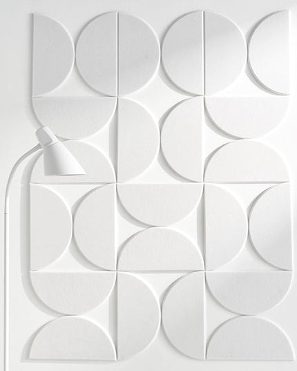 Large Bulletin Board Kit 48x36- Minimalist Wall Art to Replace Your Old Cork Boards for Walls for Office Decor - 24-Pack Semi-Circle Felt Wall Tiles for Home Office Décor (Milky White
