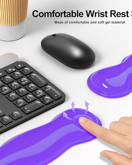 Gel Keyboard and Mouse Wrist Rest Set, Comfort Ergonomic Wrist Support, for Wrist Pain Relief, Computer Keyboard Wrist Rest (Purple)