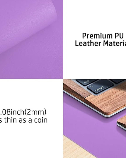 Aothia Leather Desk Pad Protector, Mouse Pad, Office Desk Mat, Non-Slip PU Leather Desk Blotter, Laptop Desk Pad, Waterproof Desk Writing Pad for Office and Home (31.5" x 15.7", Iris Violet)
