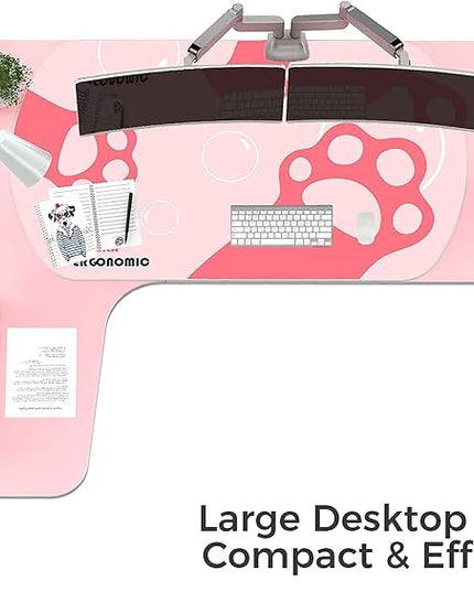 EUREKA ERGONOMIC Gaming Desk,60 Inch Pink L-Shaped Computer Desk, Corner Desk Gamer Desk Game Table with Free Mouse Pad for Girls Home Office Wood & Metal Space-Saving,Easy to Assemble,Pink