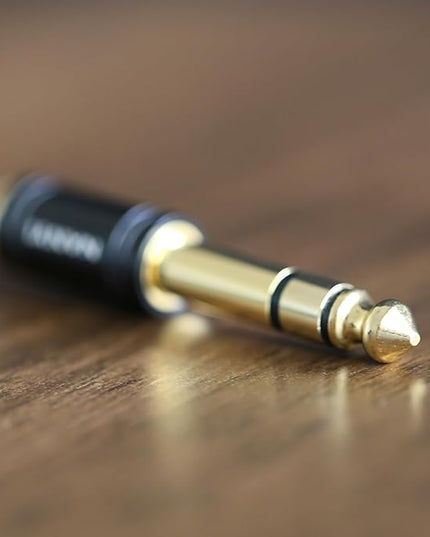 NANYI 1/4'' Male to 1/8'' Female Stereo Headphone Adapter Connect Cable, Upgrade 6.35mm Jack Stereo Socket Male to 3.5mm Jack Stereo Plug Female for Headphone, Amp Adapte, Black 1-Pack