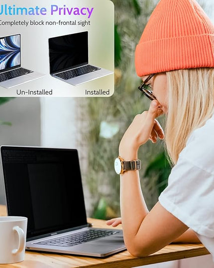 Magnetic Privacy Screen for Macbook Air 13.6/13 Inch (2022-2025, M2, M3, M4), Removable Matte Anti Glare Blue Light Protector Private Security Filter for 13.6inch Mac Laptop Computer