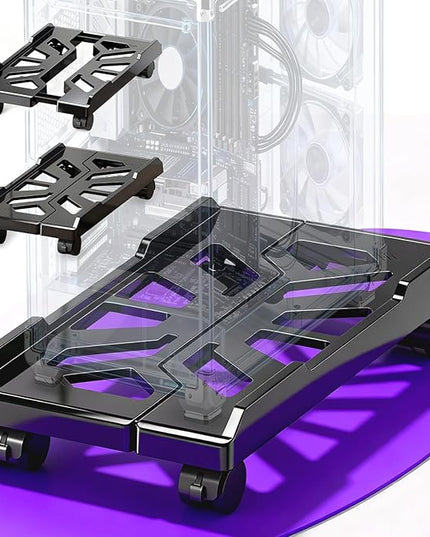 Adjustable Computer Tower Stand with Locking Wheels | Mobile CPU Holder for Floor or Under Desk | Fits PC Towers 8.7"–11.8" Wide | Rolling Computer Case Stand for Home Office & Gaming