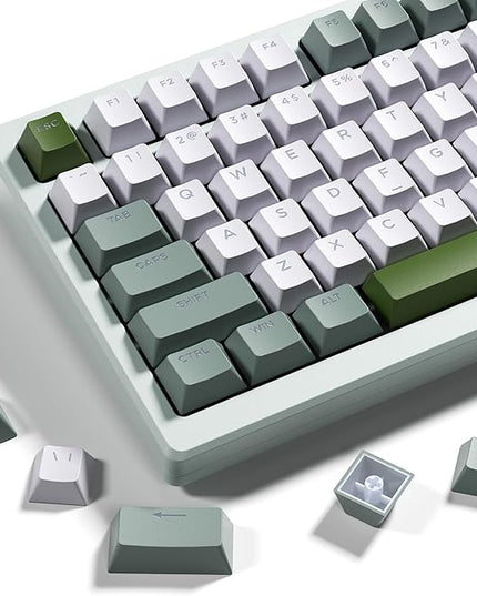 OHY XVX Shine Through Keycaps -133 Keys Cherry Profile Double Shot PBT Keycaps Compatible for 60%/75%/100% Retro Gaming Mechanical Keyboard-Milk Grass Green