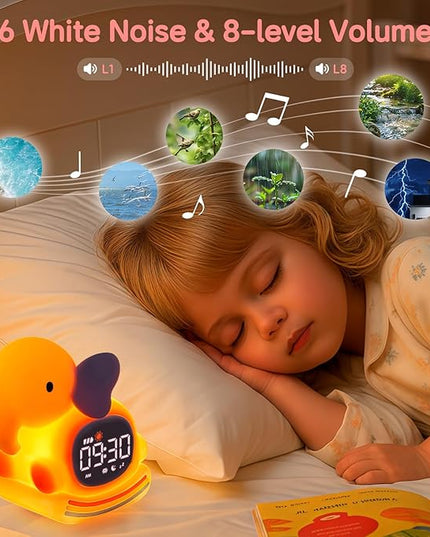 Alarm Clock for Kids with Night Light, Sleep Training Clock Time to Wake Clock, Rechargeable Silicone Light for Bedroom, Perfect Sleep Companion for Boys Girls, Pink Elephant
