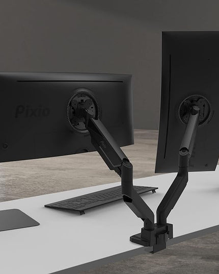 Pixio PS2D Ultrawide Heavy-Duty Premium Dual Monitor Arm Stand Desk Mount - Fits up to 35 inches Two Monitors, Weights up to 33 lbs Each, Height Adjustable, Compatible with VESA 75x75mm 100x100mm