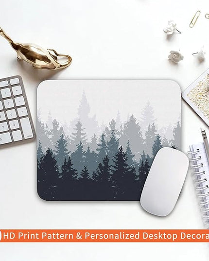 Square Mouse Pad Forest, Personalized Premium-Textured Custom Mouse Mat Design, Washable Mousepad Cloth, Non-Slip Rubber Base Computer Mouse Pads for Wireless Mouse