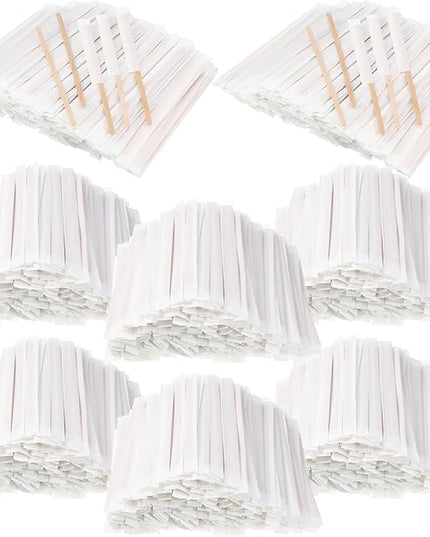 3000 Pcs Individually Wrapped Wooden Coffee Stirrers, Disposable Coffee Stir Sticks Round End Sticks Bulk Wood Stirrers for Cocktail Hot Drinks Restaurant Bar Home Office (7.5 Inch)