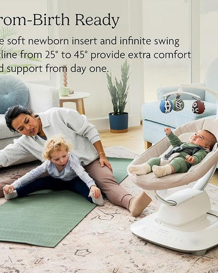 UPPAbaby Mamaroo Smart Swing – Customizable Soothing Modes with MotionSync Technology – Infant Recline + Bluetooth Enabled – Included Newborn Insert – Stella (Grey Mélange)