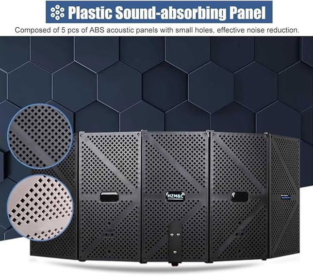 Portable Desktop Soundproof Cover,Microphone Soundproofing Acoustic Foam Panel,Self Made Sound Booth Box,Home Recording Equipment,for Music Practice Room(Black)