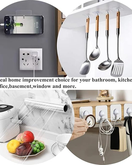 JINSHUNFA Adhesive Wall Hooks for Hanging Heavy Duty Towel Coat Hooks Waterproof Transparent Hook for Bathroom Shower Kitchen Keys Door Outdoor Home Improvement Utility Hook 8 Pack