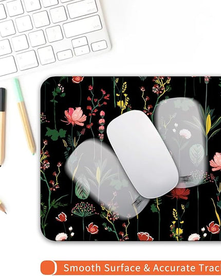 Square Mouse Pad Blooming Botanical Flowers,Personalized Premium-Textured Custom Mouse Mat Design,Washable Mousepad Cloth,Non-Slip Rubber Base Computer Mouse Pads for Wireless Mouse