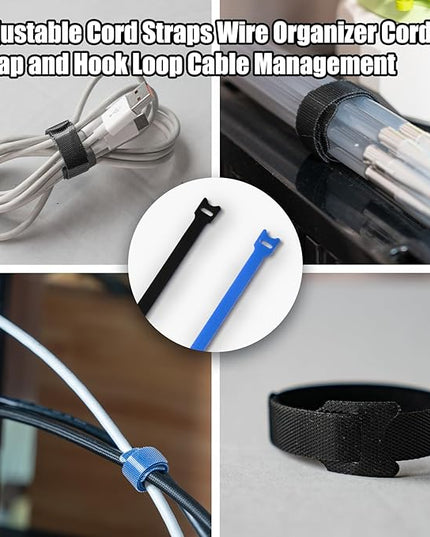 Velcro Cable Ties 135Pcs Cable Management Kit - Reusable Cord Ties, Self-Adhesive Cable Straps, Cord Labels & Cinch Straps | All-in-One Cord Organizer for Desk, Home Office, Electronics