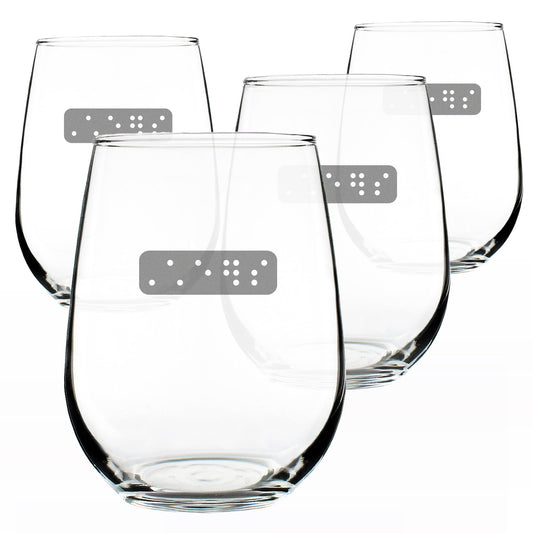Bevvee Braille Cheers Stemless Wine Glass for Teachers - 17 oz - Set of 4